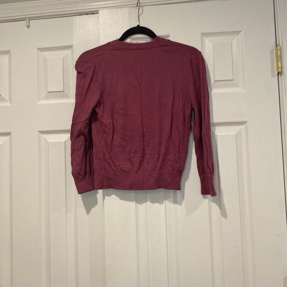 Ann Taylor Crop Pink Purple Cardigan Button down M - Picture 4 of 5